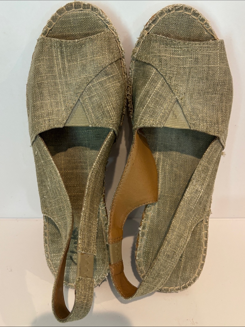 Clarks Artisan Petrina Rhea Linen Espadrille Wedge Sandals sz 7
